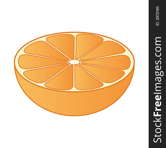 Vector illustration of half an orange on it's side. Vector illustration of half an orange on it's side