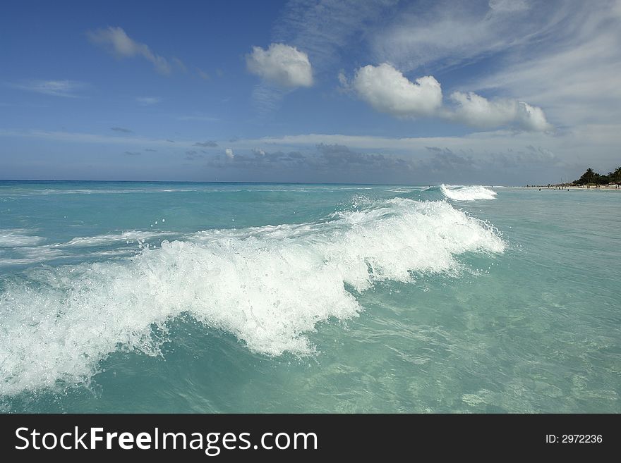 Waves on beautifull caribbean coast. Waves on beautifull caribbean coast