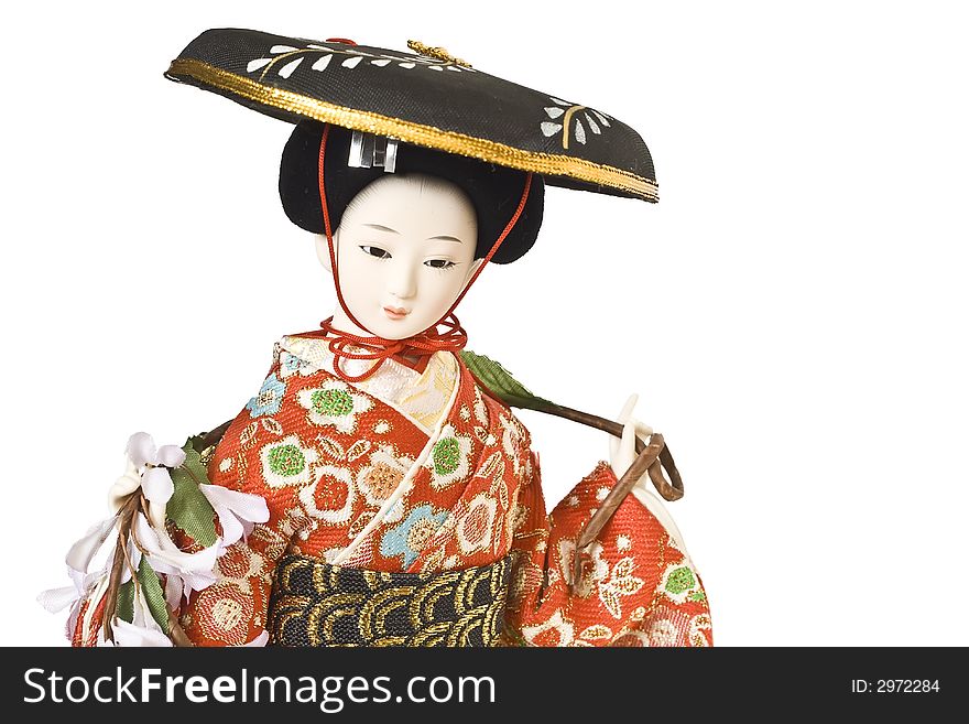 Isolated image of japanese porcelain geisha doll. Isolated image of japanese porcelain geisha doll