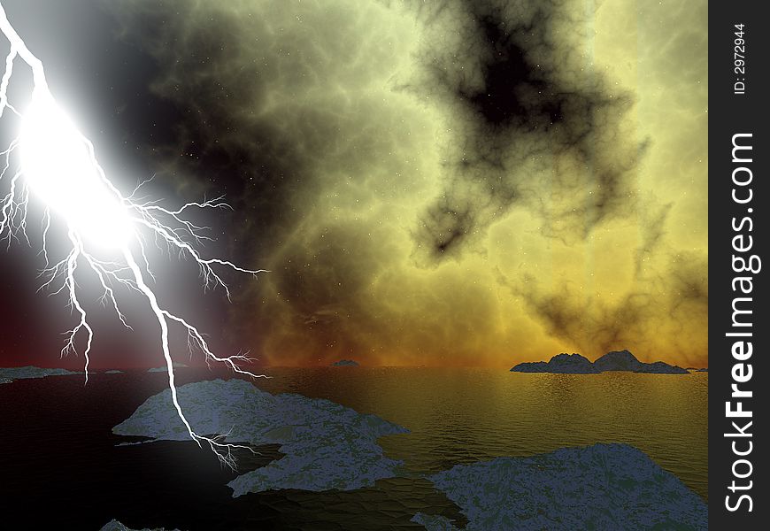 Storms with the lightning illustrations