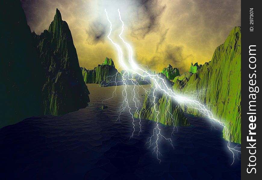 Storms with the lightning illustrations