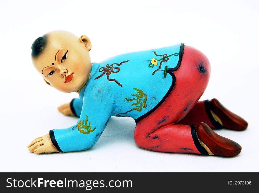 Small chinese figurine in white background. Small chinese figurine in white background