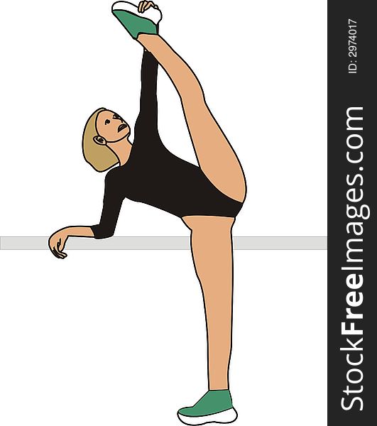 One more stretching exercise a female gymnast starring