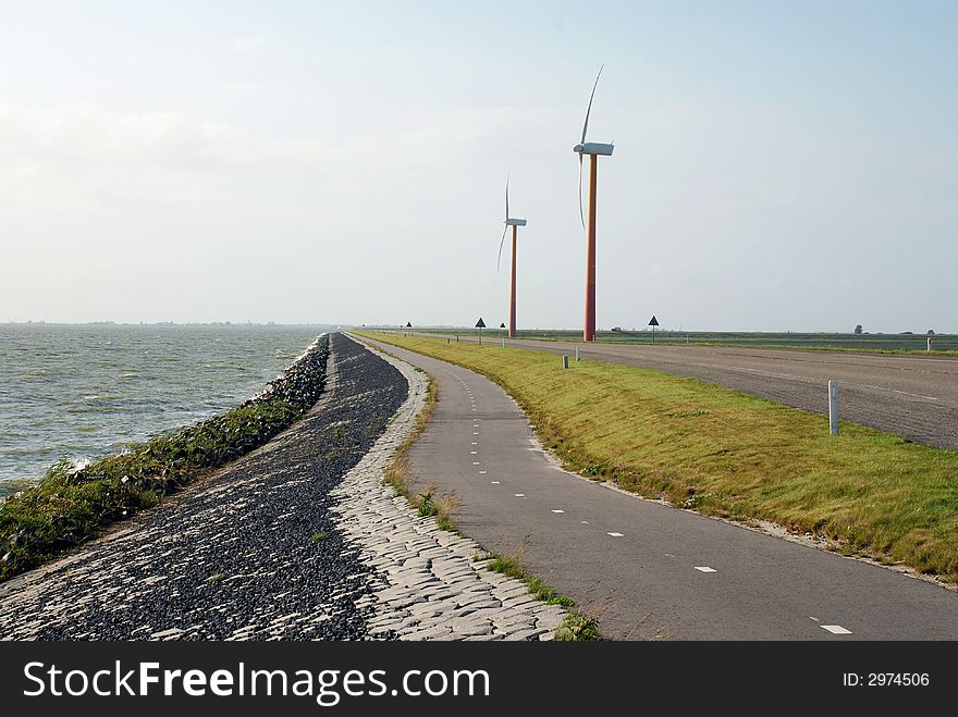 Windmills producing clean energy in the netherlands