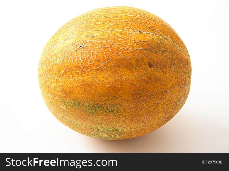 Yellow ripe melon on a white background