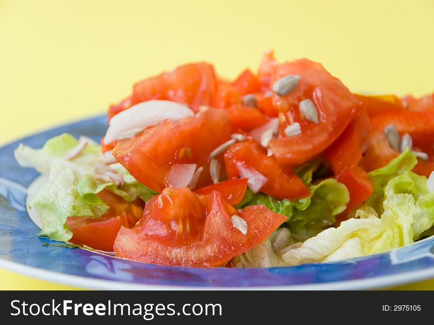 Tomato-lettuce salad with seed