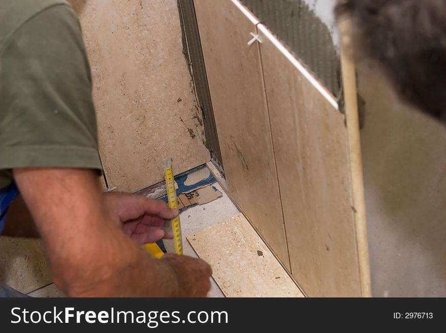 Tiles Installation On The Wall