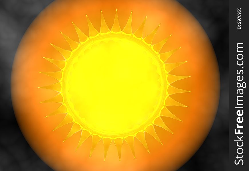 Abstract sun with fiery corona - digital illustration