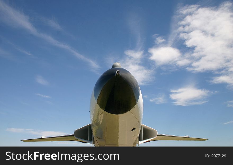 Vintage Canadian Jet isolated against blue sky. Vintage Canadian Jet isolated against blue sky