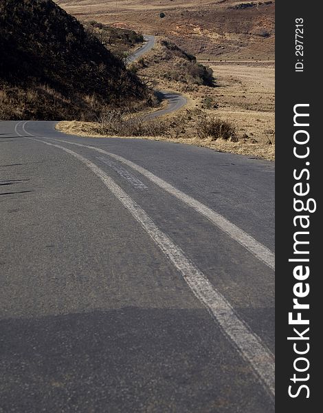 Quiet winding road in the South African Drakensberg