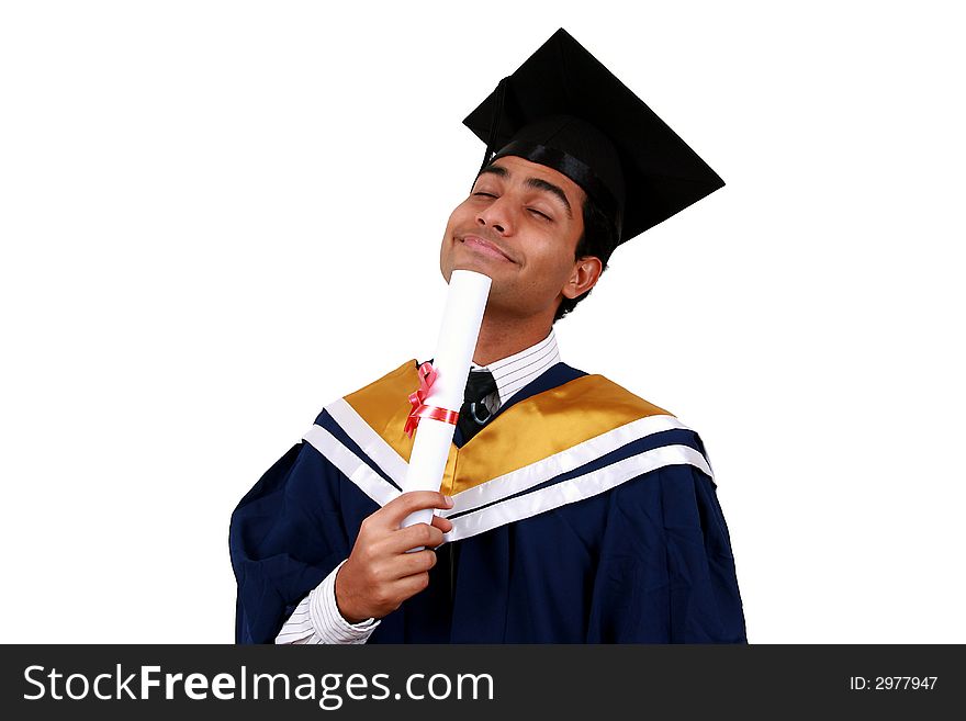 Young Indian graduation picture isolated with clipping path. Young Indian graduation picture isolated with clipping path.