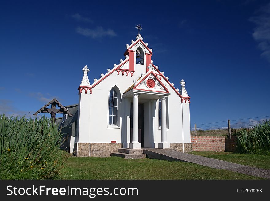 The Italian Chapel, Orkney. A POW hut converted to a chapel by Italian prisoners of war during WW2. The Italian Chapel, Orkney. A POW hut converted to a chapel by Italian prisoners of war during WW2