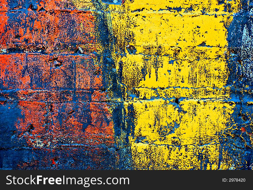 Grunge Painted Brick Wall