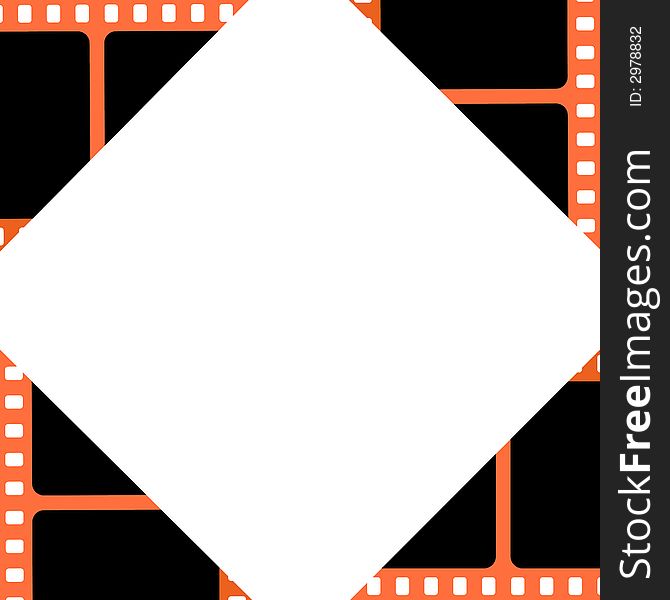 A filmstrip designed in illustrator with green colour at the back and white area to put a picture in the white area.