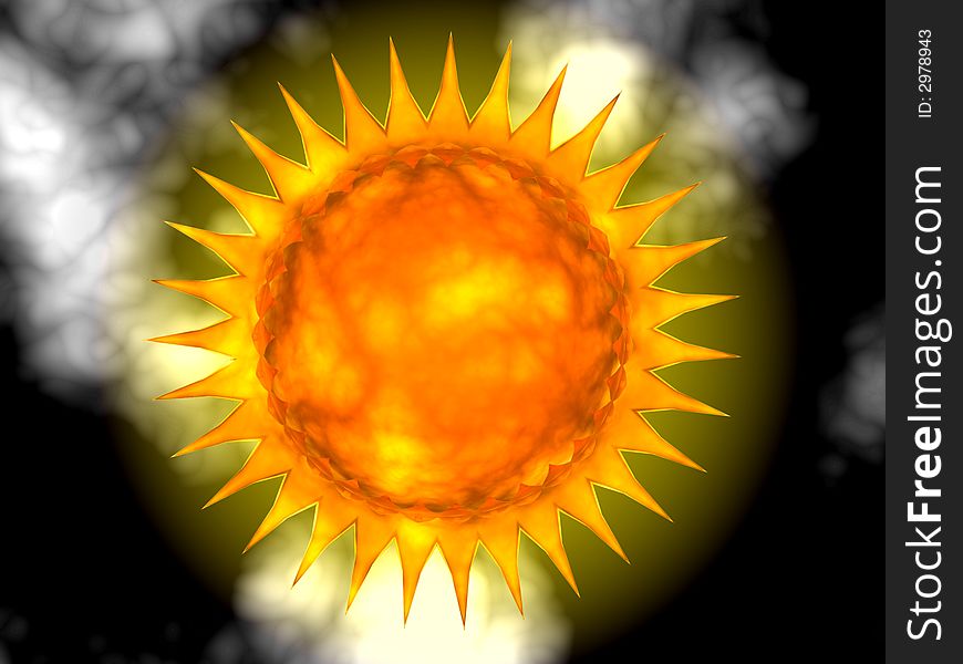 Abstract hot sun with fiery corona - digital illustration