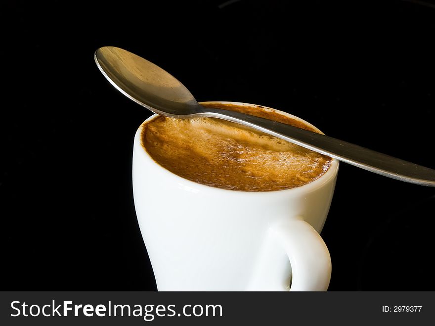 Cup Espresso On The Black