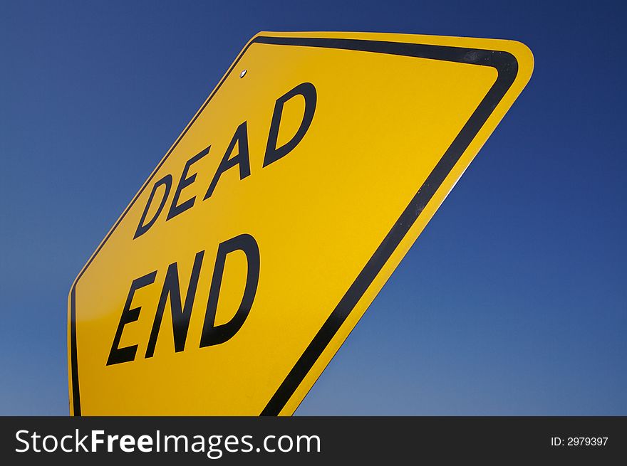 Dead End Traffic Sign with Deep Blue Sky