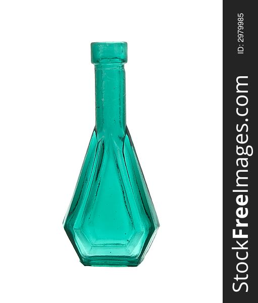 Green miniature bottle isolated on white. Green miniature bottle isolated on white.