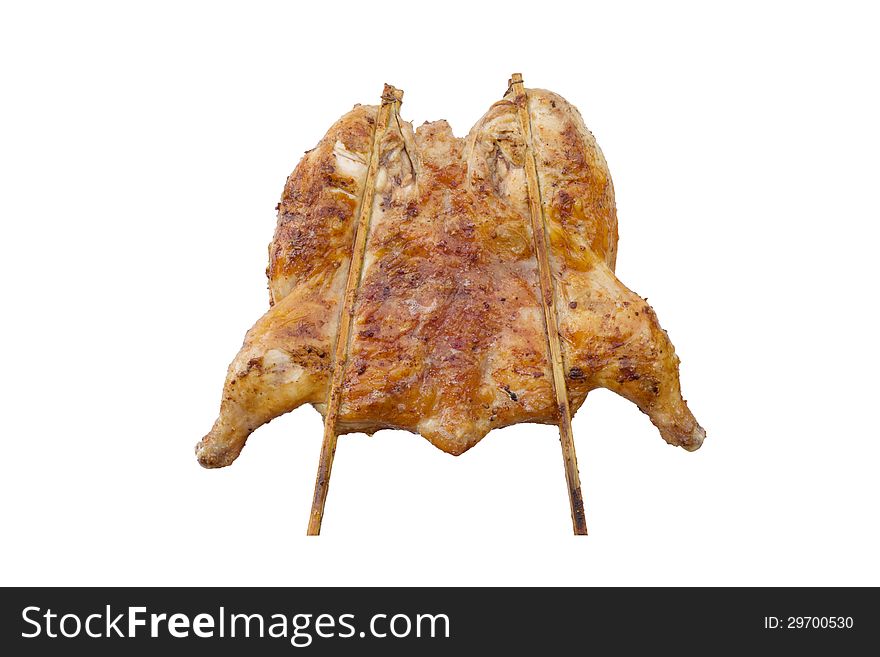Thai-style chicken grilled isolated on white background