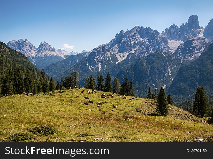 The view of Dolomiti mountain -Monguelfo Italy Europe, UNESCO World Heritage Site