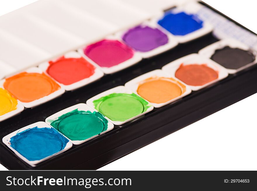 Set of multicolor watercolor paints