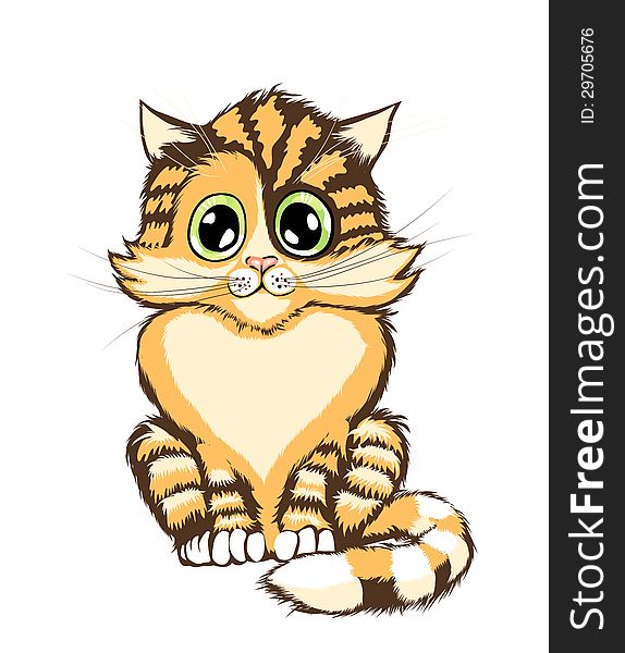 Cartoon illustration of cute orange cat