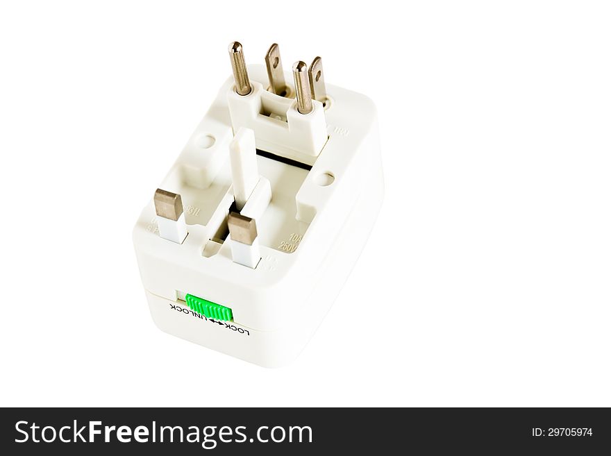A Power Adaptor isolated on White Background.