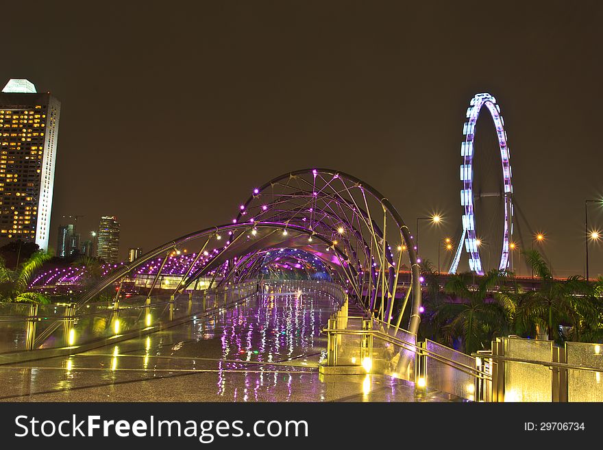 Singapore flyer views near the shoppes at marina bay sands. Singapore flyer views near the shoppes at marina bay sands