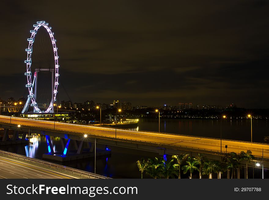 Singapore flyer that near the express way. Singapore flyer that near the express way