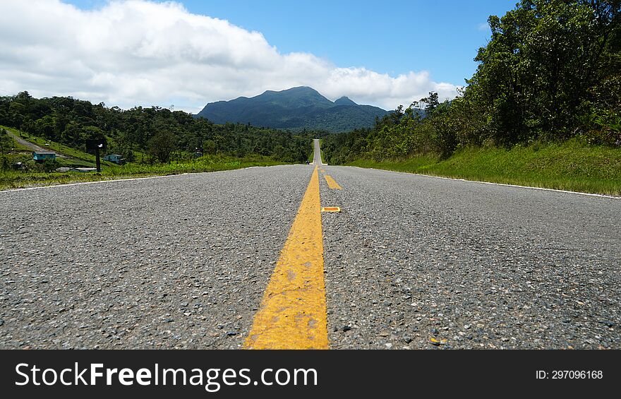 Estrada da Graciosa, historic road, connects Curitiba, capital of the state of Paraná to the historic cities of Antonina and Morretes, southern Brazil, cutting through the Atlantic Forest, Serra do Mar of southern Brazil