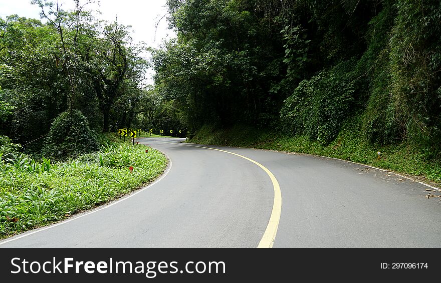 Estrada da Graciosa, historic road, connects Curitiba, capital of the state of Paraná to the historic cities of Antonina and Morretes, southern Brazil, cutting through the Atlantic Forest, Serra do Mar of southern Brazil