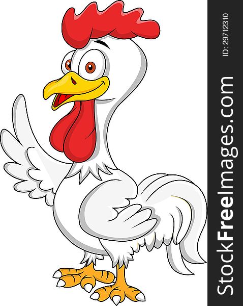 Illustration of rooster cartoon waving