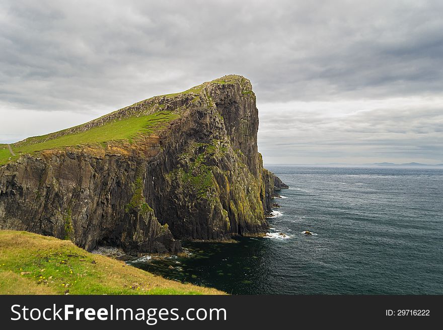 Neist Point lighthouse in Isle of Skye in Scotland, UK