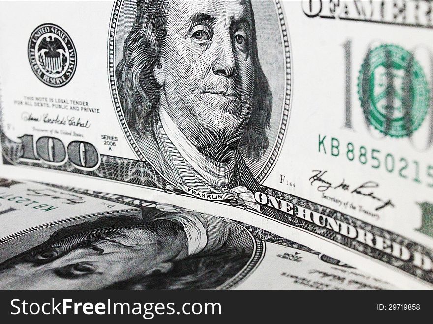 Close up of dollar bill (details)