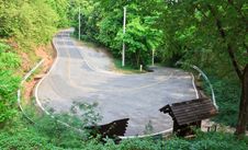 U-turn Asphalt Road In National Park At Thailand Royalty Free Stock Photos U-turn Asphalt Road In National Park At Thailand Royalty Free Stock Photos