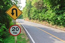 U-turn Symbol Road In Rustic City In Thailand Stock Images U-turn Symbol Road In Rustic City In Thailand Stock Images