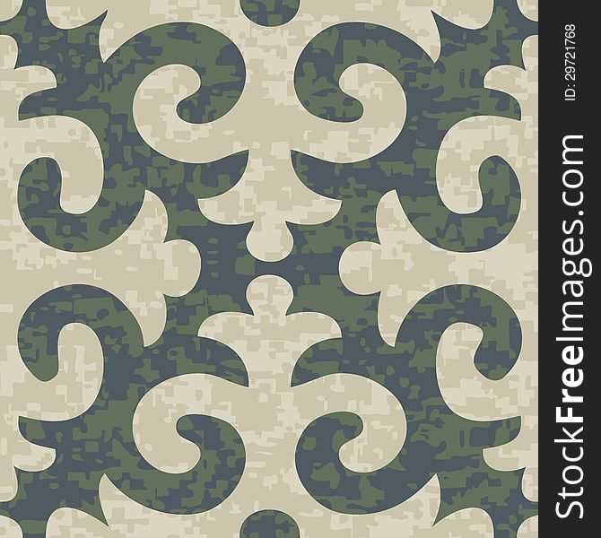 Seamless Shyrdak Fleur De Lis Background Pattern