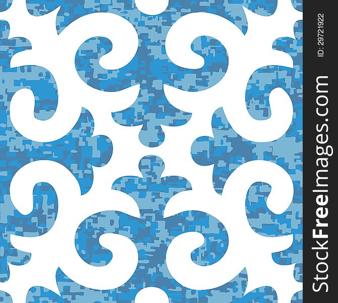 Seamless Shyrdak Fleur de Lis Background Pattern