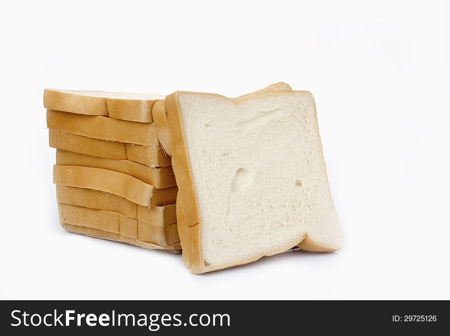 White bread on white background