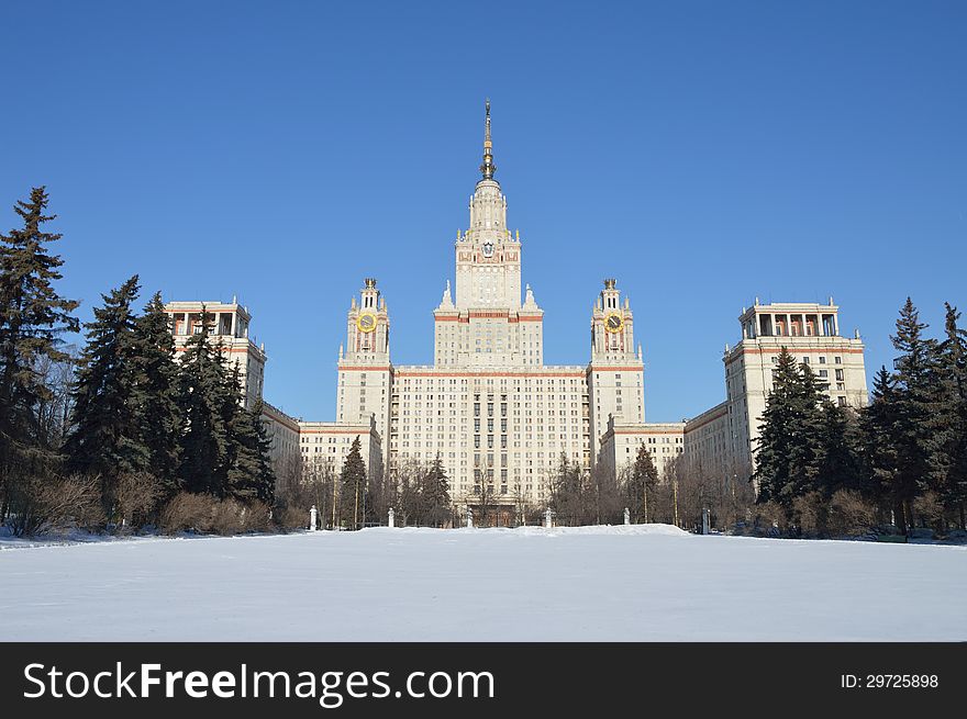 Moscow university in the winter morning