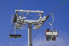 Skiers On A Ski Lift Stock Photography