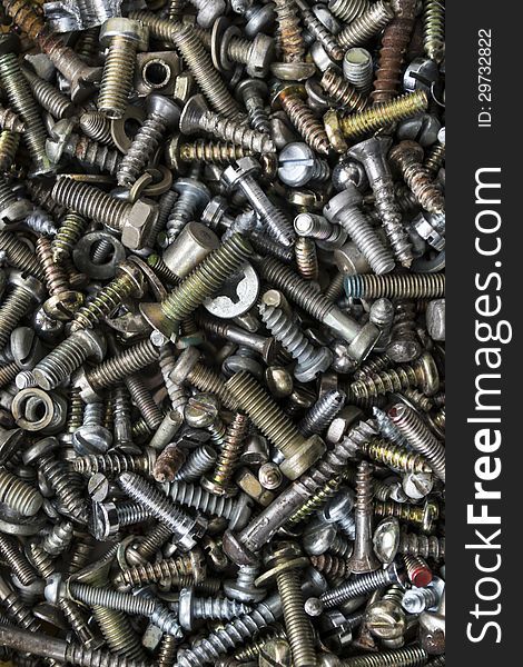 A lot of different screws background