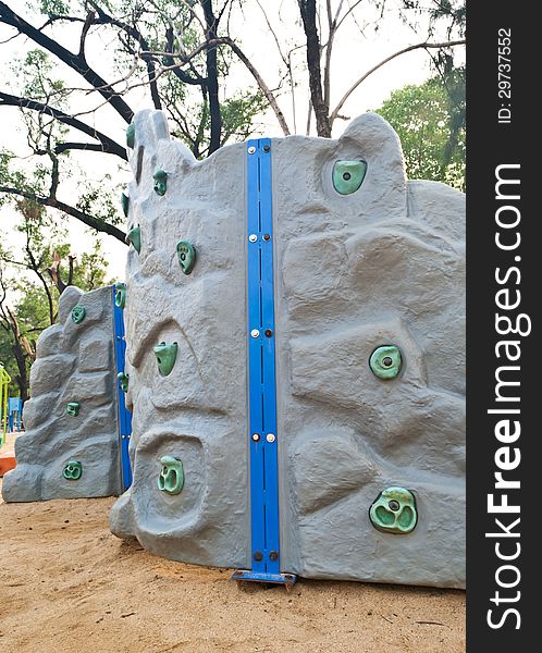Rock climbing wall for children.