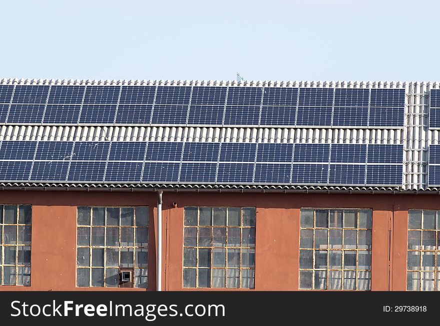 Roof with solar power plant