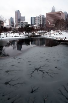 Charlotte Skyline In Snow Stock Image Charlotte Skyline In Snow Stock Image