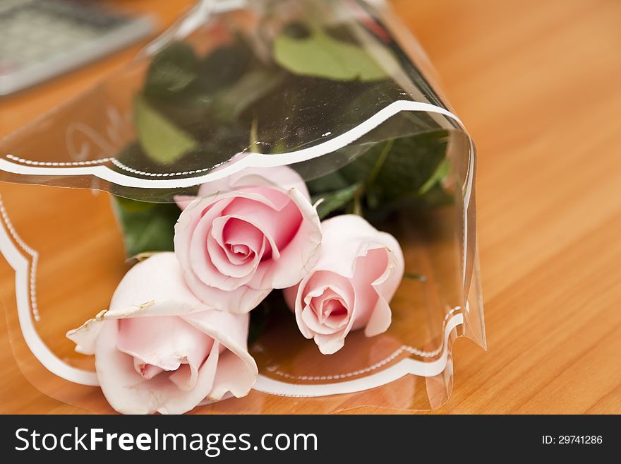 Bunch of flowers as a gift to the woman