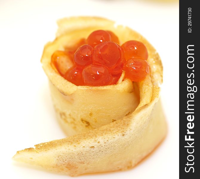 Pancake Roll With Red Caviar