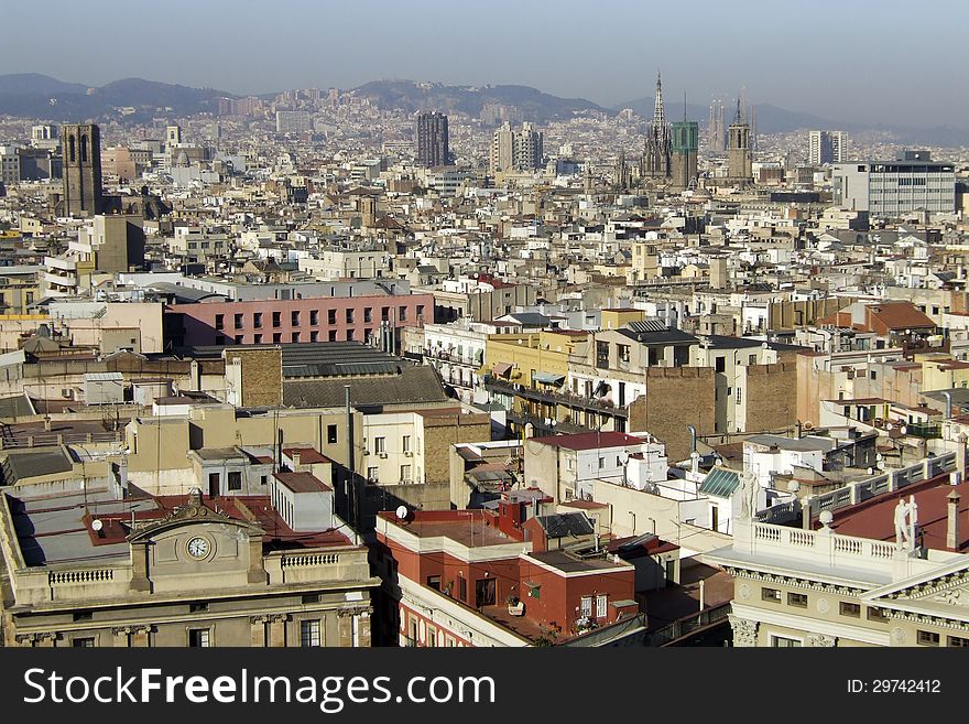 View on Barcelona in the sunlight