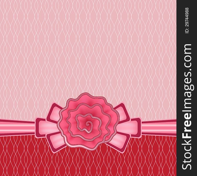 Decorative greeting card, stylized rose bow background