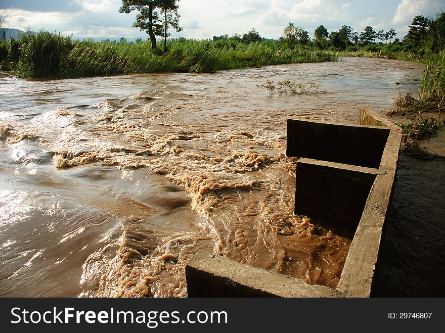 Flash flood swept to remove mud puddle sediments thicken. Flash flood swept to remove mud puddle sediments thicken.